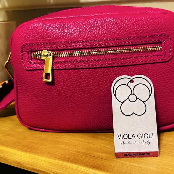 Viola Gigli Magenta Leather Purse w/ Two Straps! - Picture 3 of 6